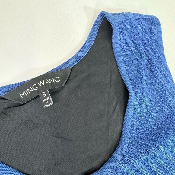 Ming Wang Dress Womens Small Jacquard Textured Royal Blue Sleeveless Bodycon - Picture 3 of 7